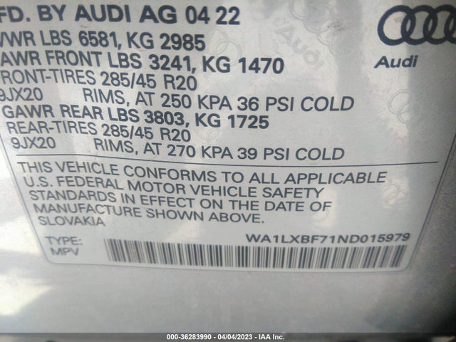 Audi Q7 Premium Plus 2022 WA1LXBF71ND015979 Image 9