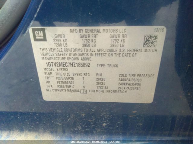 1GTV2MEC7HZ185892 GMC Sierra 1500 Sle