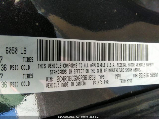 2C4RDGCGXGR361653 Dodge Grand Caravan Sxt