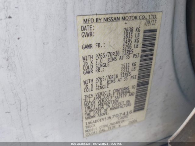 1N6AD0EV5JN707416 Nissan Frontier S/sv V6/pro-4x/sl