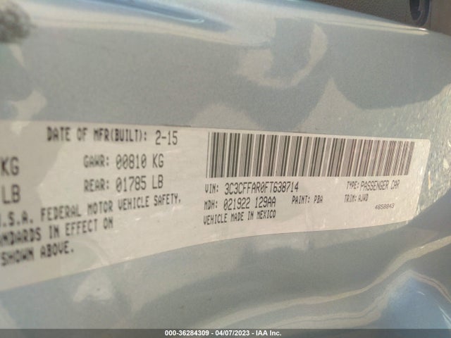 2015 Fiat 500, VIN: 3C3CFFAR0FT638714