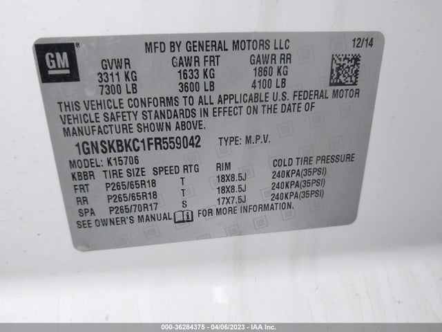 Chevrolet Tahoe Lt 2015 1GNSKBKC1FR559042 Image 11