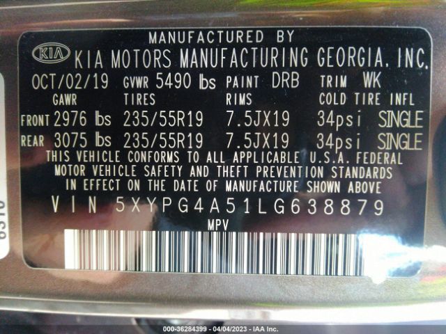5XYPG4A51LG638879 KIA Sorento S V6