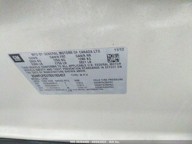 Chevrolet EQUINOX LT 2014 2GNFLFE37E6183457 Image 10