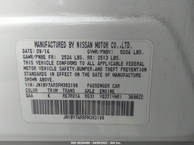 JN1BV7AR5FM392199 Infiniti Q50 SPORT