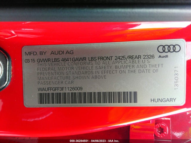 WAUFFGFF3F1126009 Audi S3 2.0t Prestige