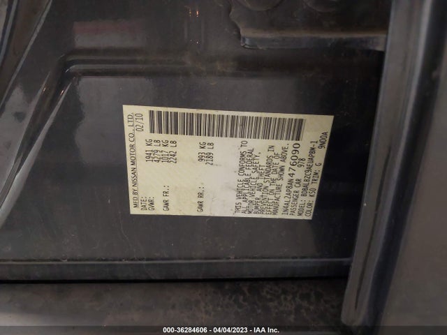 2010 NISSAN ALTIMA 2.5 SL VIN: 1N4AL2AP8AN476090