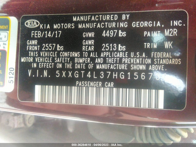 KIA Optima Lx 2017 5XXGT4L37HG156730 Image 9