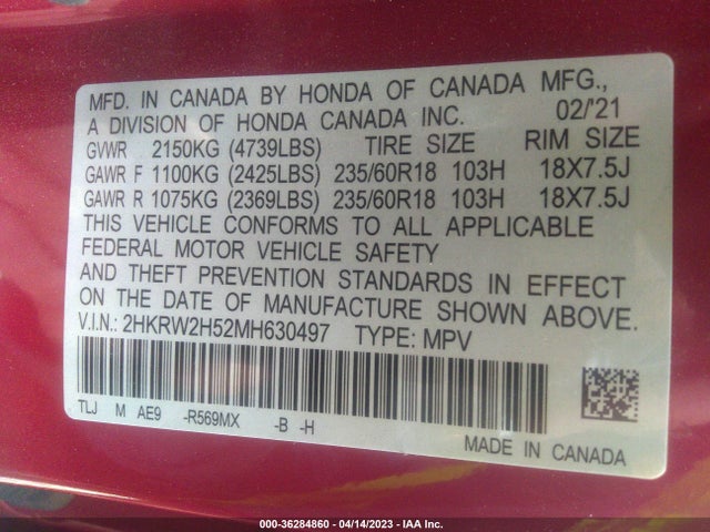 Honda CR-V EX 2021 2HKRW2H52MH630497 Image 11