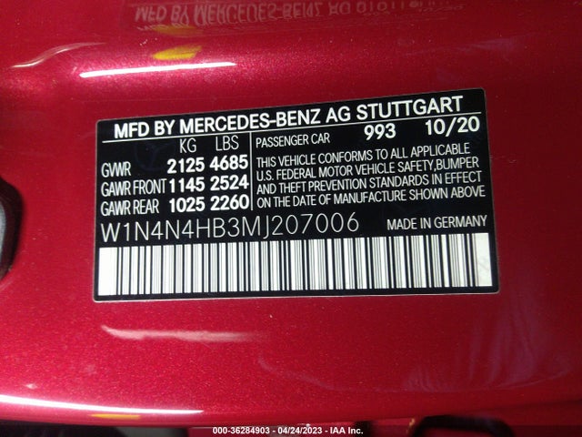 W1N4N4HB3MJ207006 Mercedes-Benz GLA 250