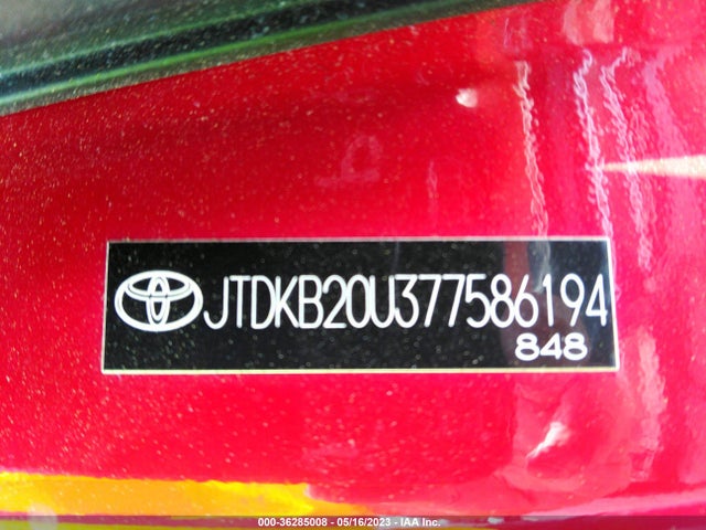 2007 TOYOTA PRIUS VIN: JTDKB20U377586194