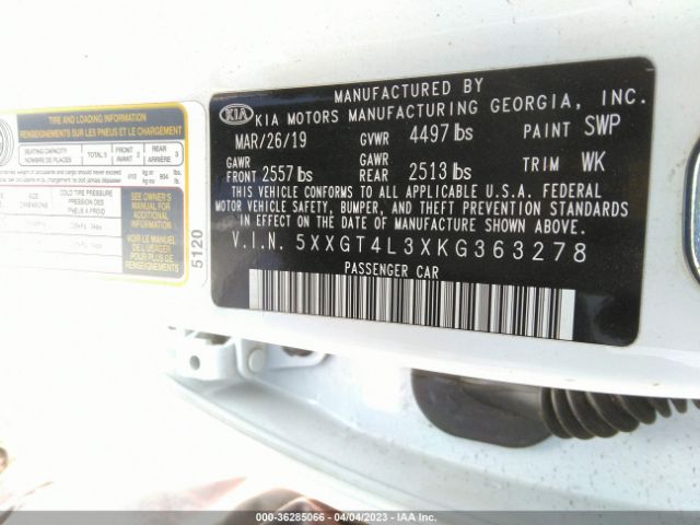 5XXGT4L3XKG363278 KIA Optima Lx