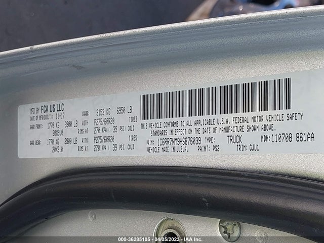 RAM 1500 Laramie 2017 1C6RR7NM9HS876039 Image 9