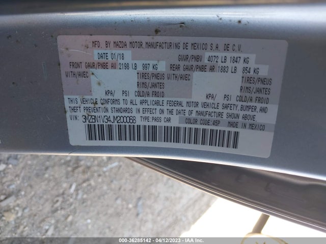 Mazda Mazda3 4-door Touring 2018 3MZBN1V34JM200068 Image 10