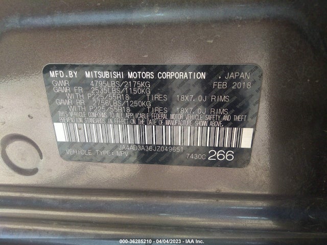 JA4AD3A36JZ049651 Mitsubishi Outlander Se/sel/le