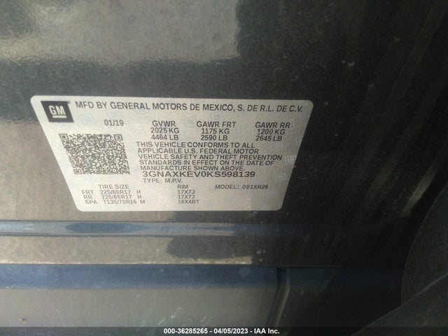 Chevrolet EQUINOX LT 2019 3GNAXKEV0KS598139 Image 10