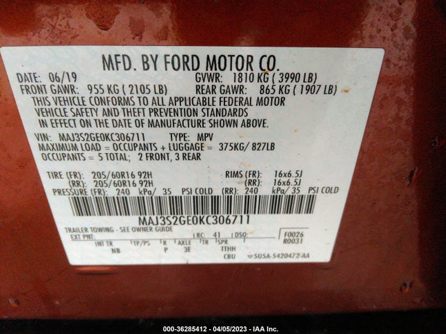 Ford Ecosport Se 2019 MAJ3S2GE0KC306711 Image 9