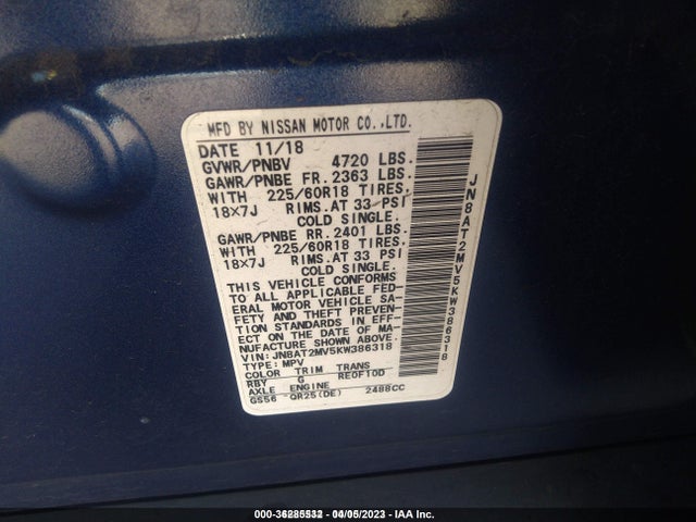 Nissan ROGUE SV 2019 JN8AT2MV5KW386318 Image 9