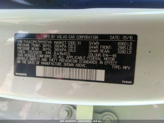 YV4A22PK7H1112749 Volvo Xc90 Momentum
