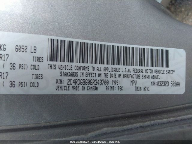 2C4RDGBG0GR343700 Dodge Grand Caravan Se Plus