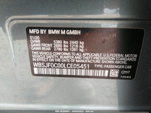 2020 BMW M5, VIN: WBSJF0C00LCE05451