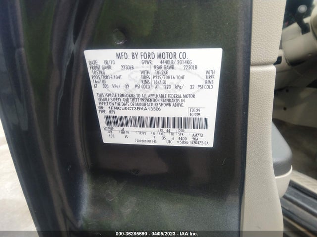 2011 FORD ESCAPE XLS VIN: 1FMCU0C73BKA13306