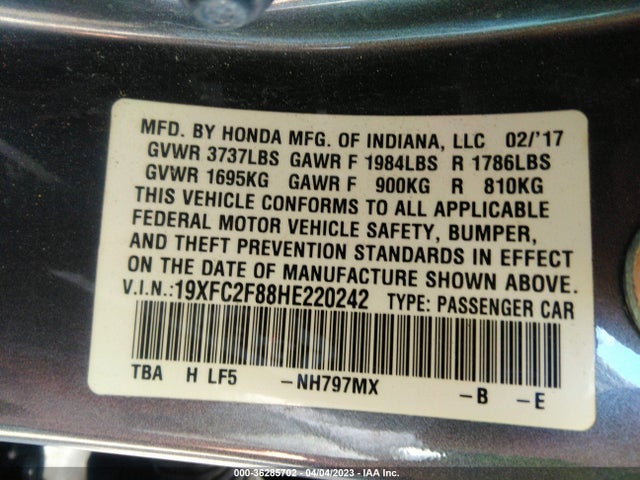 Honda Civic Sedan Ex 2017 19XFC2F88HE220242 Image 10