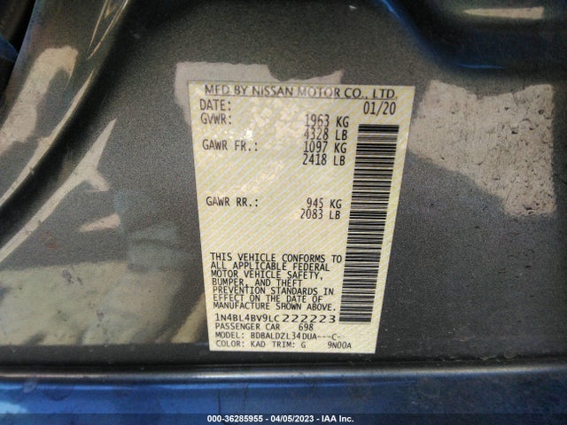 Nissan Altima 2.5 S 2020 1N4BL4BV9LC222223 Image 10