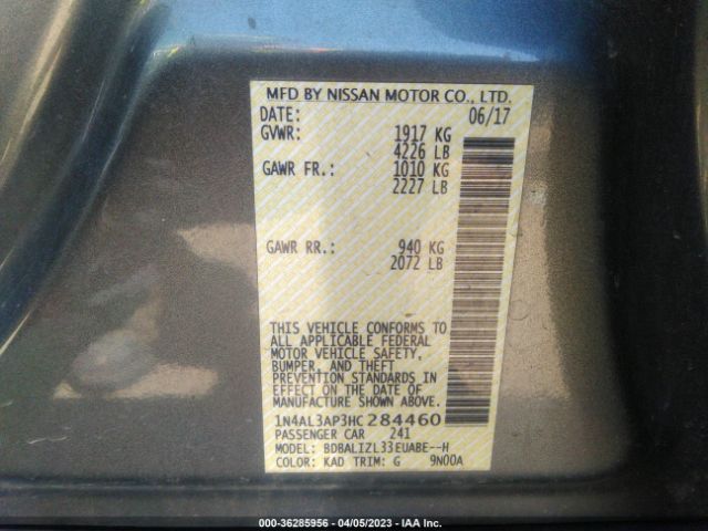 1N4AL3AP3HC284460 Nissan Altima 2.5 Sv