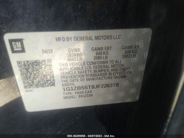 Chevrolet MALIBU LS 2018 1G1ZB5ST8JF226378 Image 10