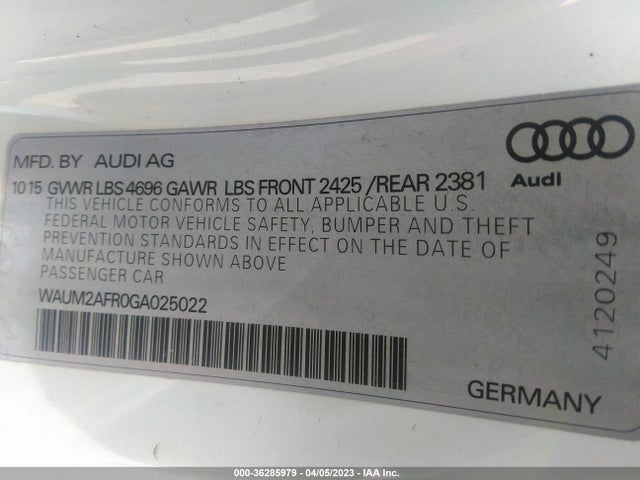 WAUM2AFR0GA025022 Audi A5 Premium Plus