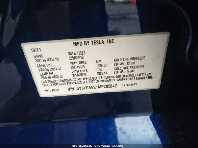 5YJYGAEE1MF285842 Tesla Model Y Long Range