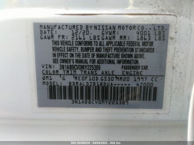 3N1AB8CV0MY225389 Nissan SENTRA SV