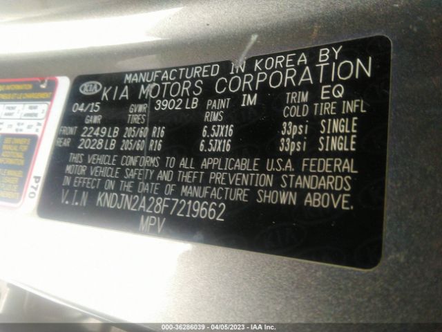 KNDJN2A28F7219662 KIA Soul Base