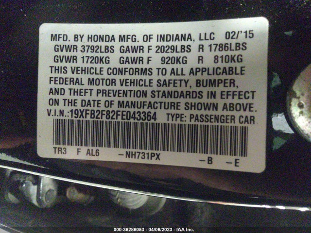 Honda Civic Sedan Ex 2015 19XFB2F82FE043364 Image 9
