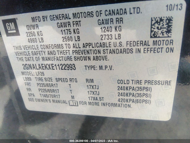 Chevrolet EQUINOX LS 2014 2GNALAEKXE1122993 Image 10