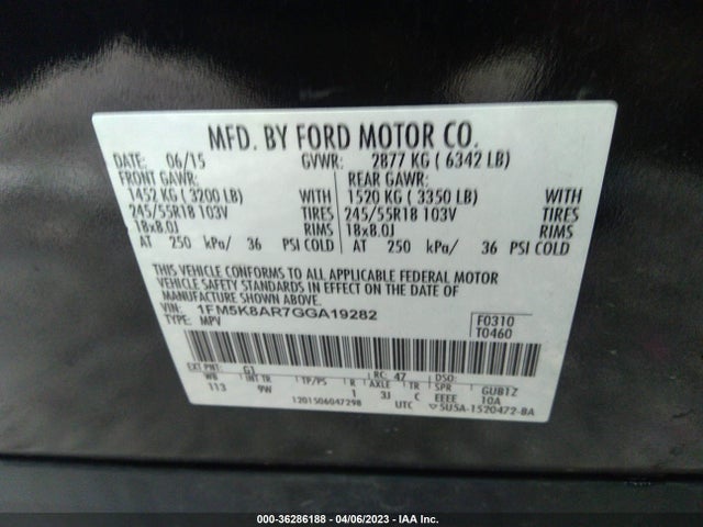 Ford UTILITY POLICE 2016 1FM5K8AR7GGA19282 Image 10