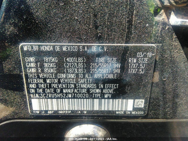 Honda HR-V EX 2018 3CZRU5H52JM710020 Image 9
