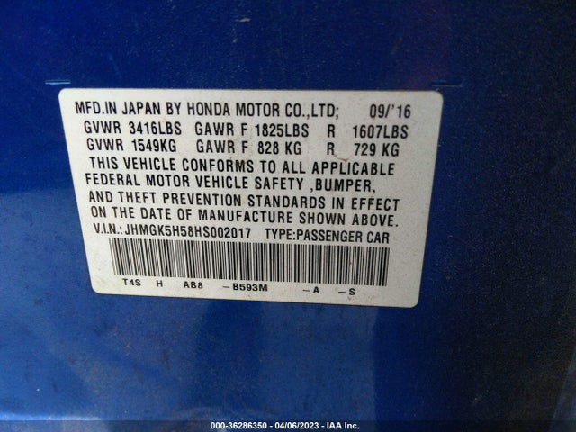 Honda FIT LX 2017 JHMGK5H58HS002017 Image 9