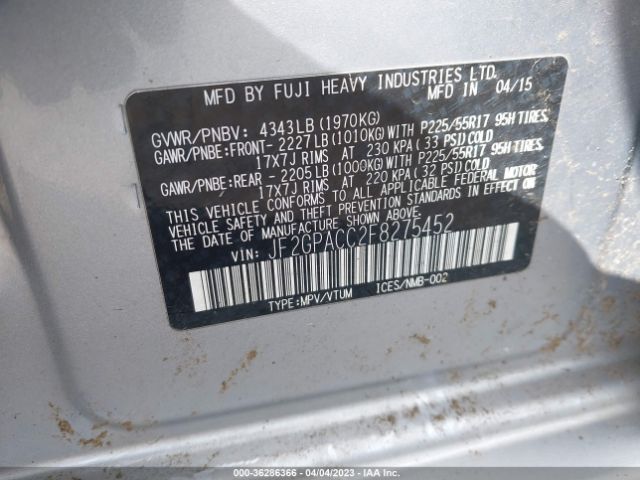 JF2GPACC2F8275452 Subaru Xv Crosstrek Premium