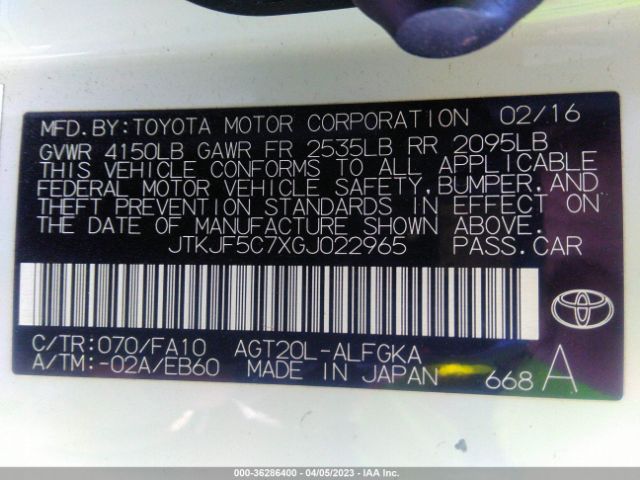 JTKJF5C7XGJ022965 Scion TC