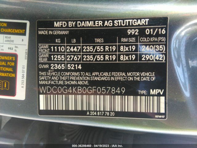 WDC0G4KB0GF057849 Mercedes-Benz Glc Glc 300