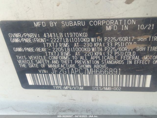 JF2GTAPC7MH666891 Subaru Crosstrek Premium