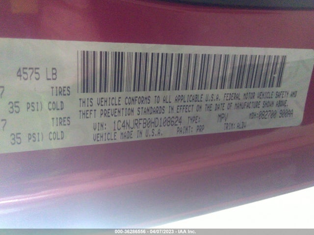 1C4NJRFB0HD108624 Jeep Patriot High Altitude
