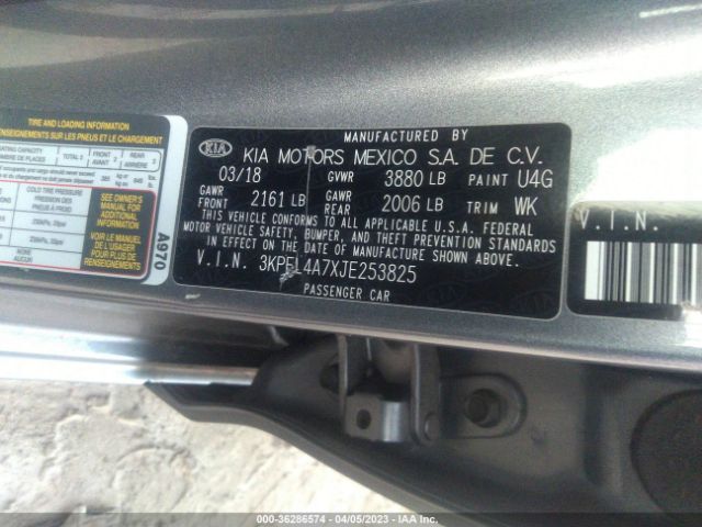 3KPFL4A7XJE253825 KIA FORTE S