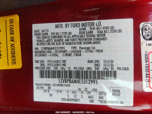 Ford Mustang V6 2014 1ZVBP8AM4E5312995 Image 10