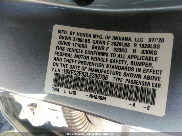 Honda Civic Sedan Lx 2020 19XFC2F63LE209706 Image 9