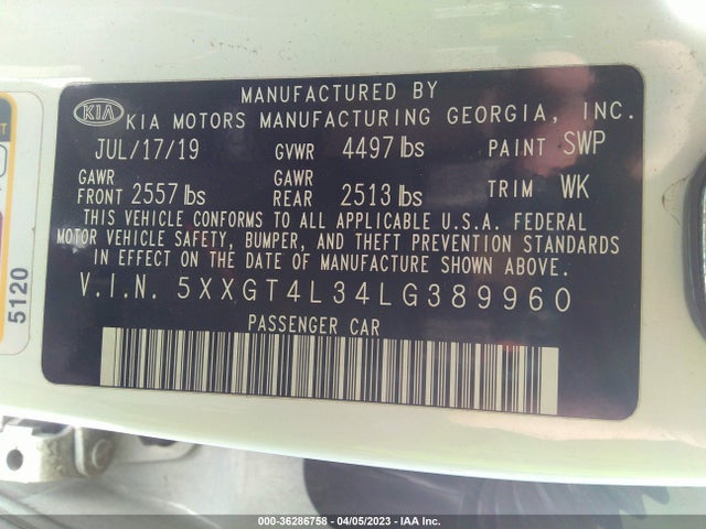 KIA Optima Lx 2020 5XXGT4L34LG389960 Image 10