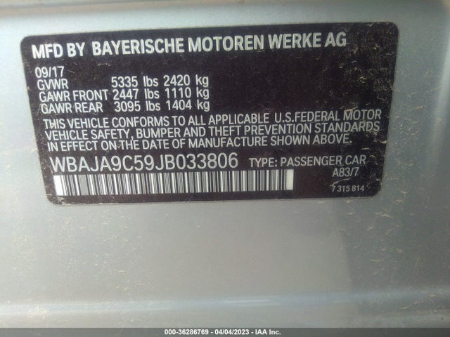 BMW 5 Series 530e Iperformance 2018 WBAJA9C59JB033806 Image 9
