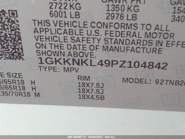 GMC ACADIA SLE 2023 1GKKNKL49PZ104842 Image 9